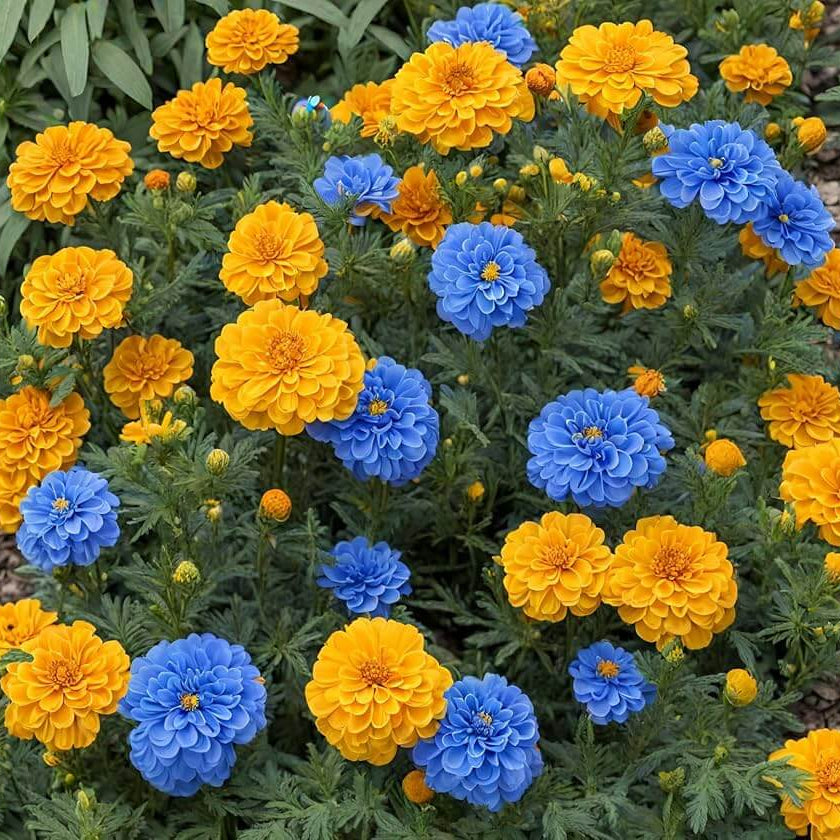 and Yellow Marigold plant