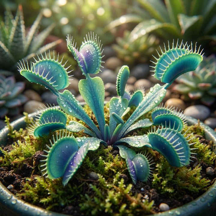 Blue Green Venus Fly Trap Seeds for planting with young Dionaea muscipula carnivorous plants