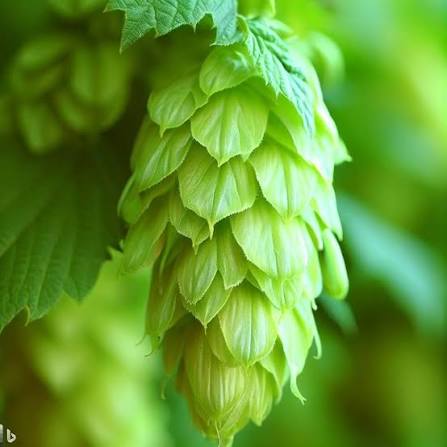 Green Hops Cones Growing on Common Hops Vine