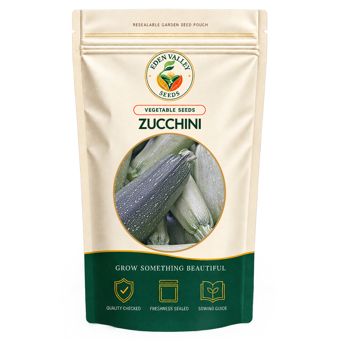 Fresh Grey Zucchini plant with green leaves and grey zucchini