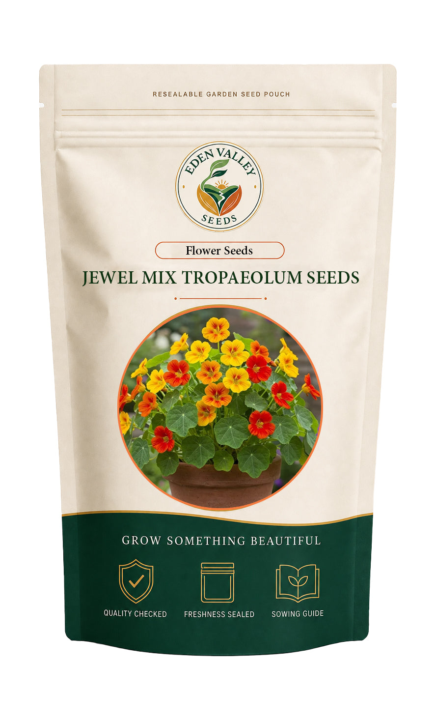 Jewel Mix Nasturtium Tropaeolum Majus Seeds for Planting with colorful garden blooms