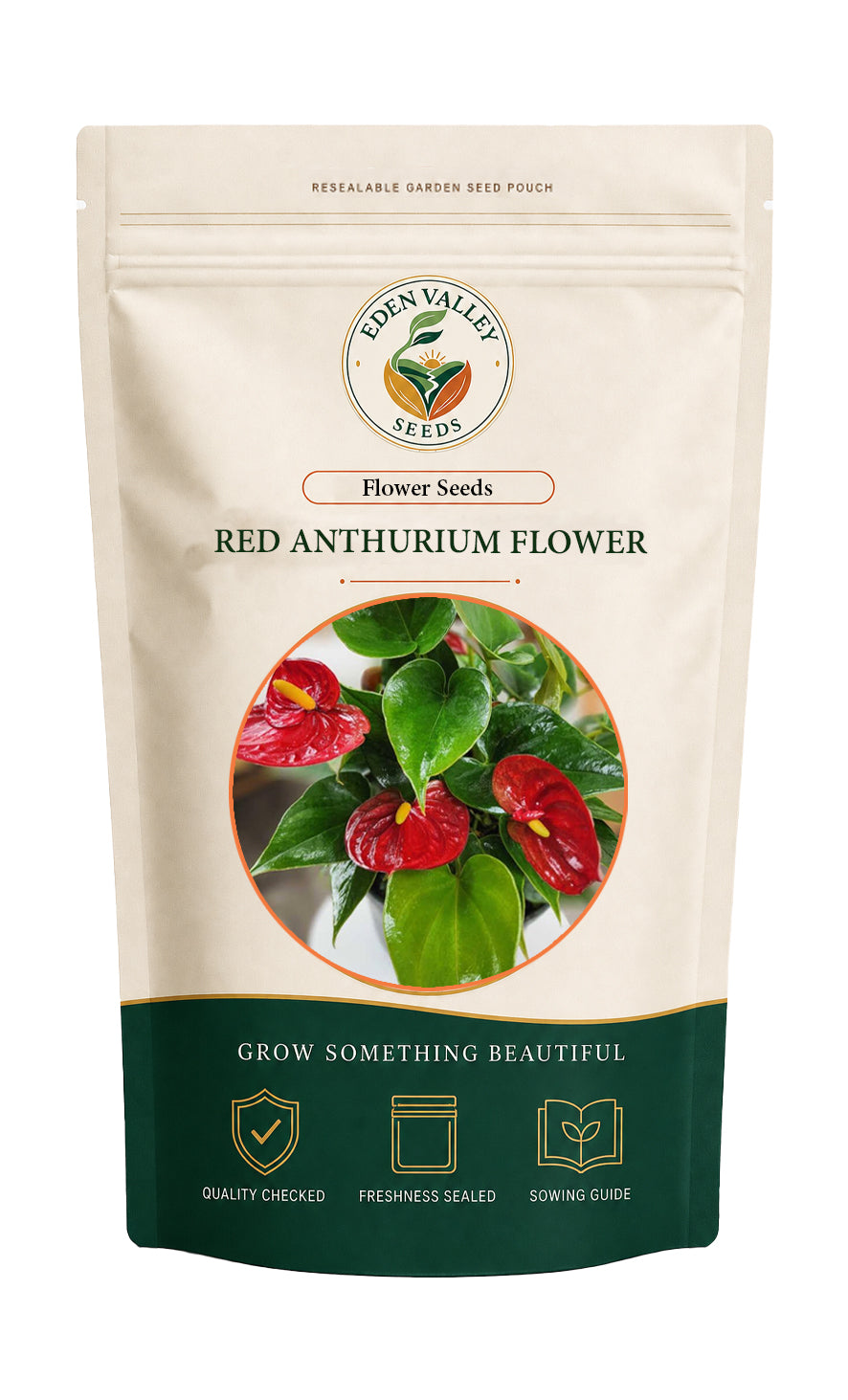 Red Anthurium flowers blooming in a garden