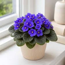 Violet Flowers Growing in Shaded Garden Border