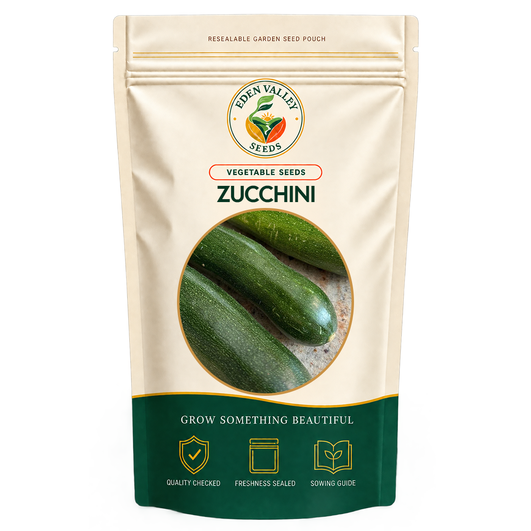 Zucchini plants growing in a vegetable garden
