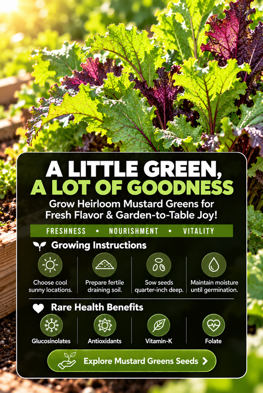 Heirloom Mustard Greens Seeds for Planting: Grow Fresh, Flavorful & Nutritious Greens at Home
