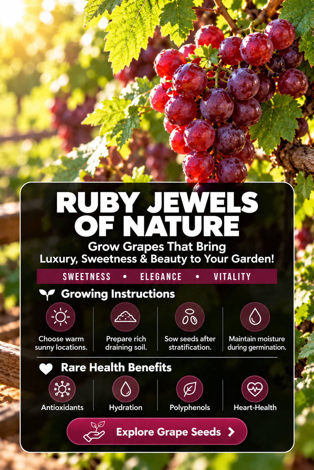 Ruby Roman Grape Seeds for Planting: Grow Beautiful Red Grapevines in Your Home Garden