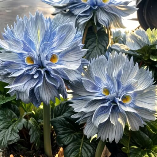 Big Face Flower plant growing in a garden with decorative blooms and green foliage, suitable for ornamental flower beds and outdoor garden displays.