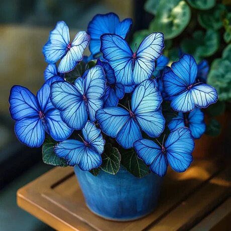 Moonlight Butterfly Begonia ornamental plant with decorative foliage, presented as a Blue Neon begonia seed variety for indoor gardening and sheltered plant displays.