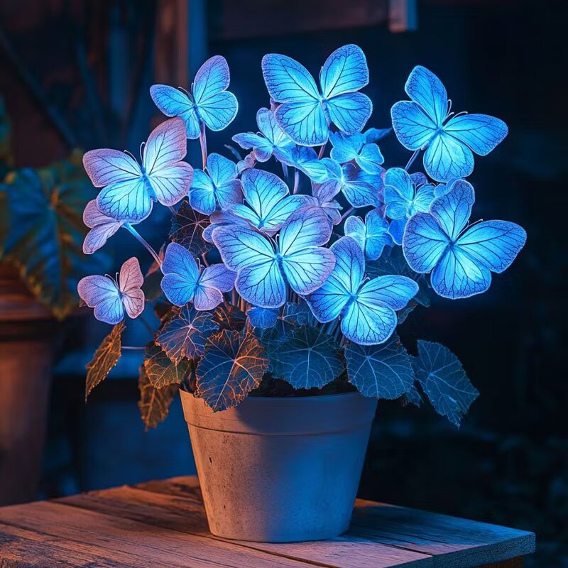 Moonlight Butterfly Begonia ornamental plant with decorative foliage, presented as a Blue Neon begonia seed variety for indoor gardening and sheltered plant displays.
