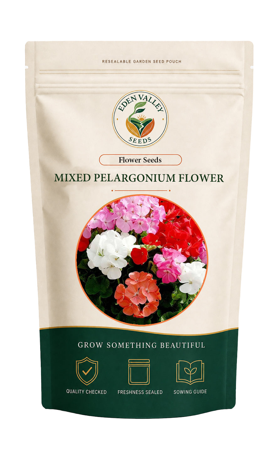 Mixed Pelargonium Perennial flowers blooming in a garden