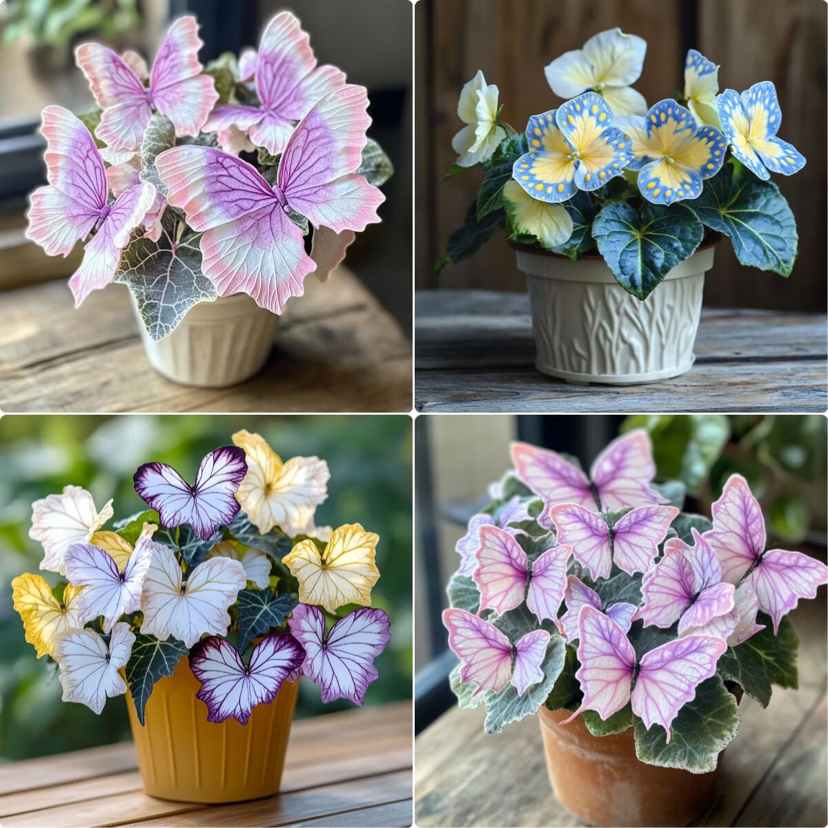 Moonlight Butterfly Begonia flower seeds and ornamental begonia plants with decorative foliage and colorful blooms for containers and sheltered gardens.