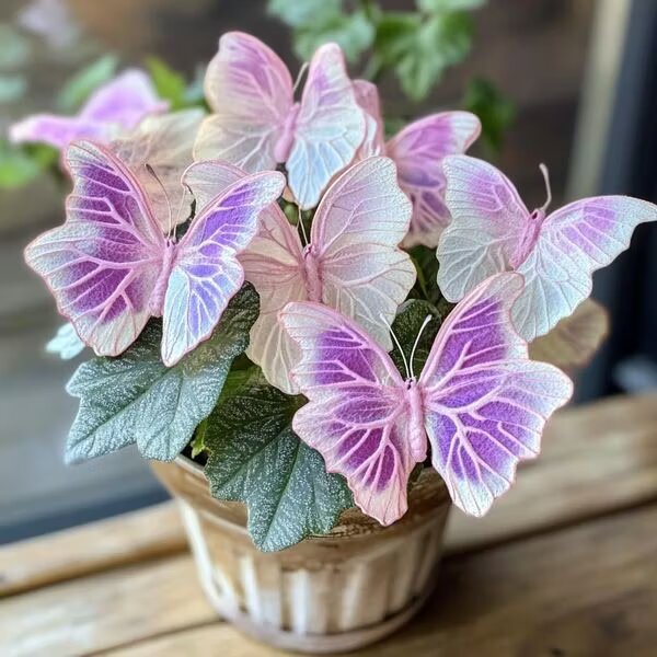 Pink Moonlight Butterfly Begonia ornamental plant with decorative foliage and pink-toned flowers displayed in a garden or indoor growing space.