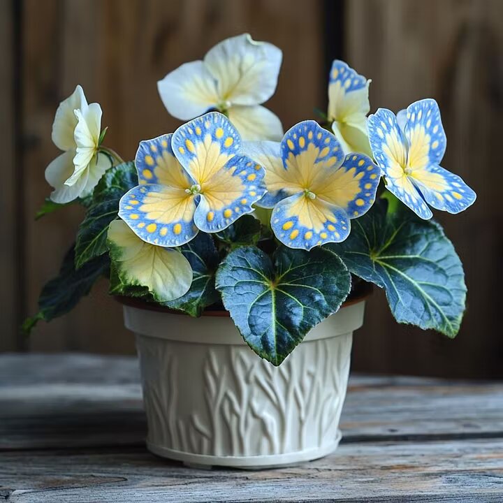 Moonlight Butterfly Begonia flower seeds and ornamental begonia plants with decorative foliage and colorful blooms for containers and sheltered gardens.