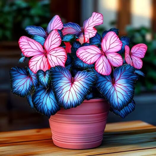 Moonlight Butterfly Begonia ornamental plant with decorative foliage and flowers, presented as a garden seed variety for home growing.