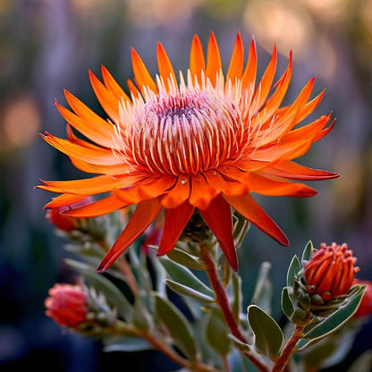 Orange protea plant