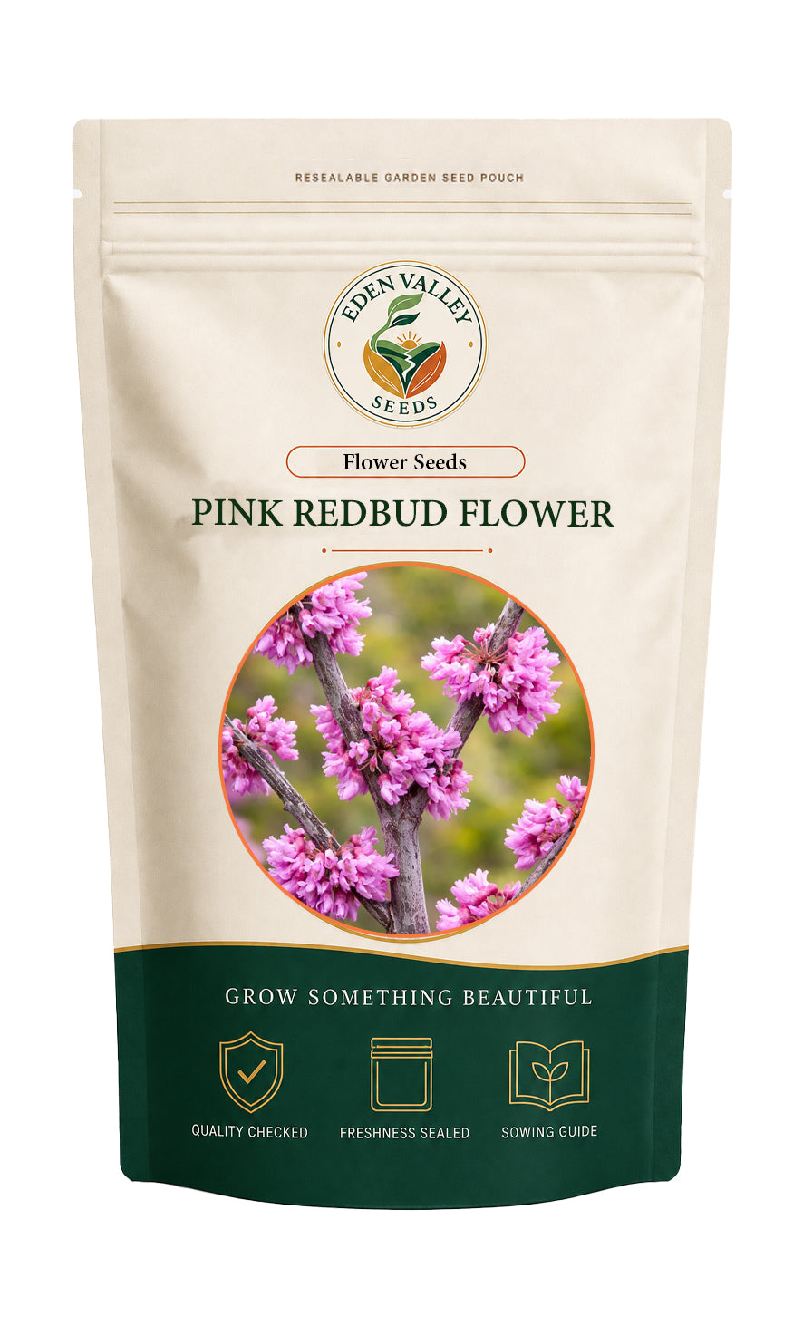Pink Redbud flowers blooming in a garden