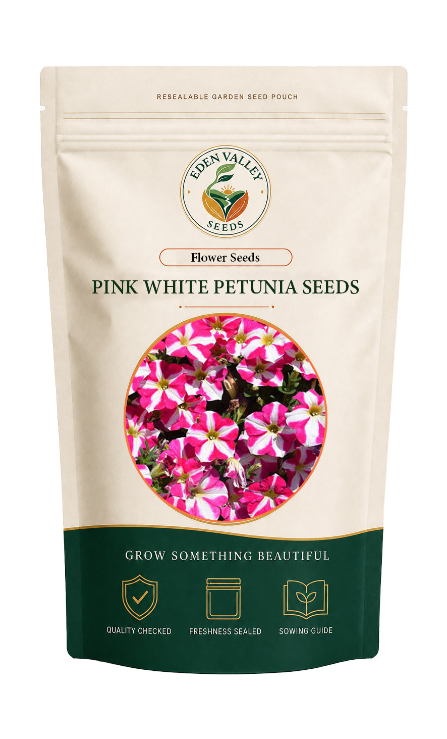 Pink White Petunia Seeds for growing colorful flowers in home garden beds and containers