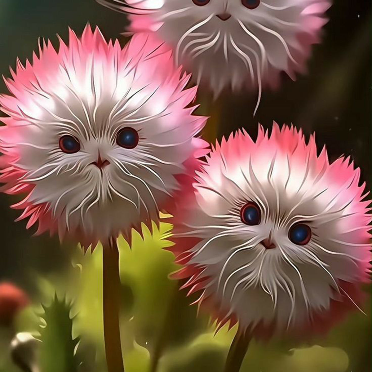 Red Cat Face Flower with red petals displayed in a garden setting, illustrating an ornamental flowering plant for home gardens.