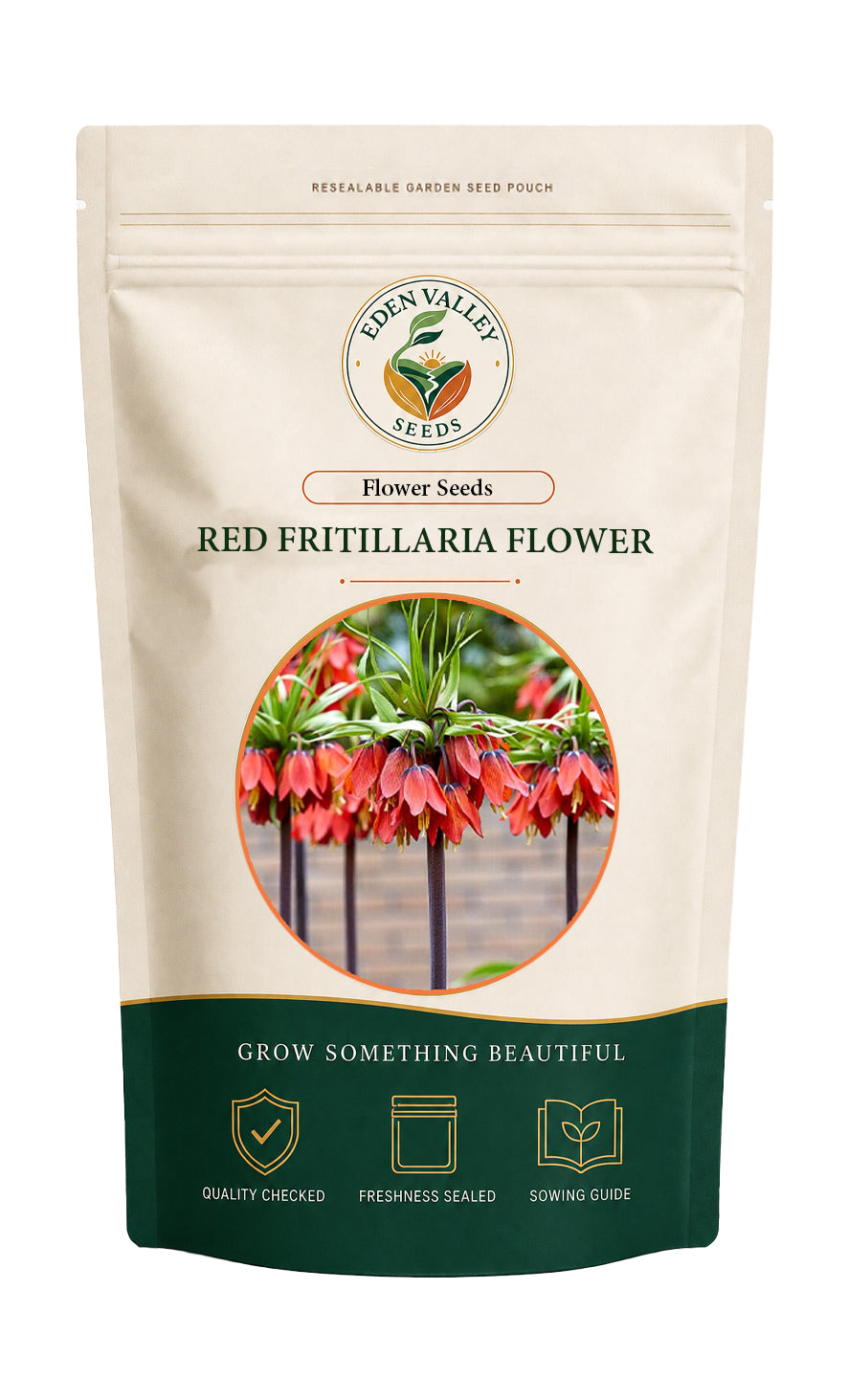 Red Fritillaria Imperialis flowers blooming in a garden