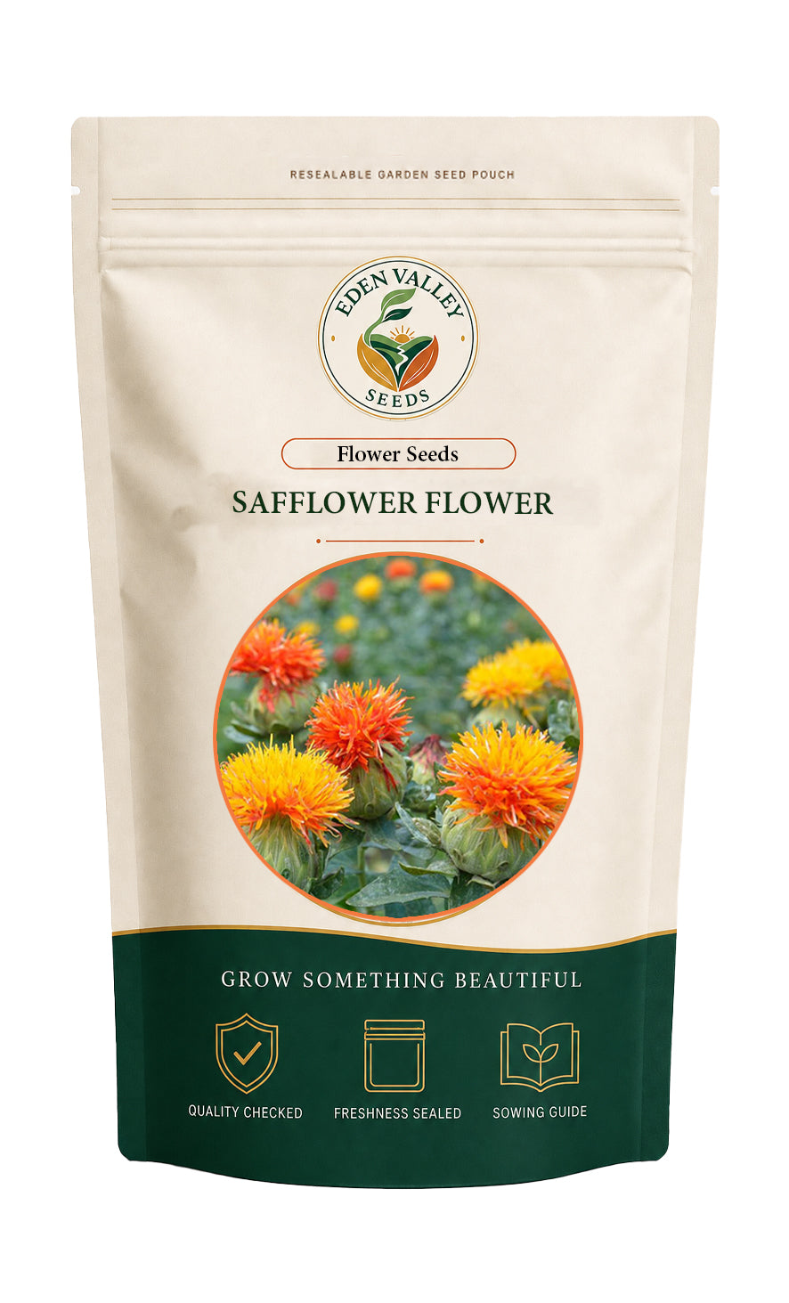 Safflower flowers blooming in a garden
