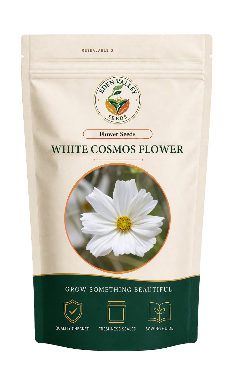 White Cosmos flowers blooming in a garden