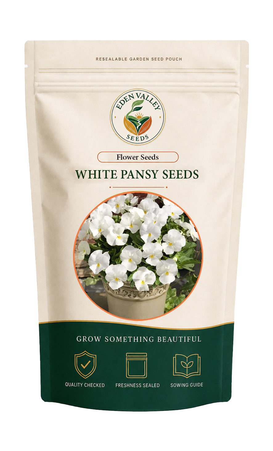 White Pansy Seeds Non-GMO for planting ornamental flowers in home gardens