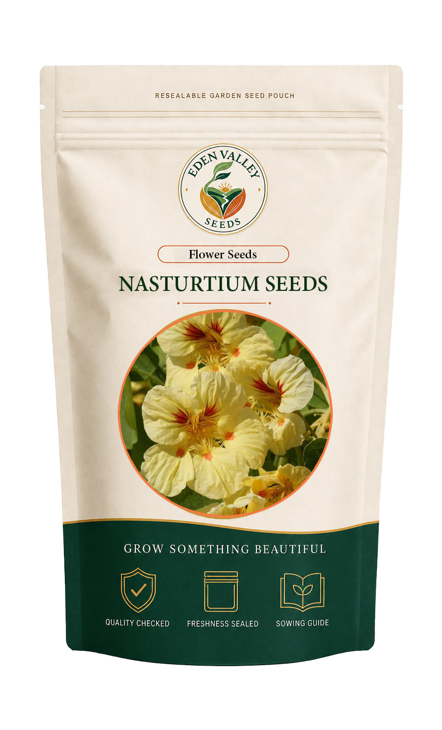 Yellow Peach Nasturtium Seeds for Planting with soft yellow and peach-colored blooms