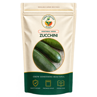 Zucchini plants growing in a vegetable garden